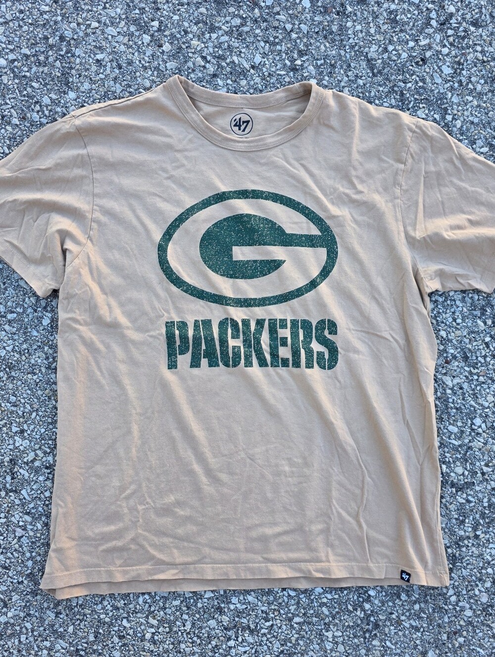 47 Brand Green Bay Packers XL Tan Distressed Graphic T Shirt NFL